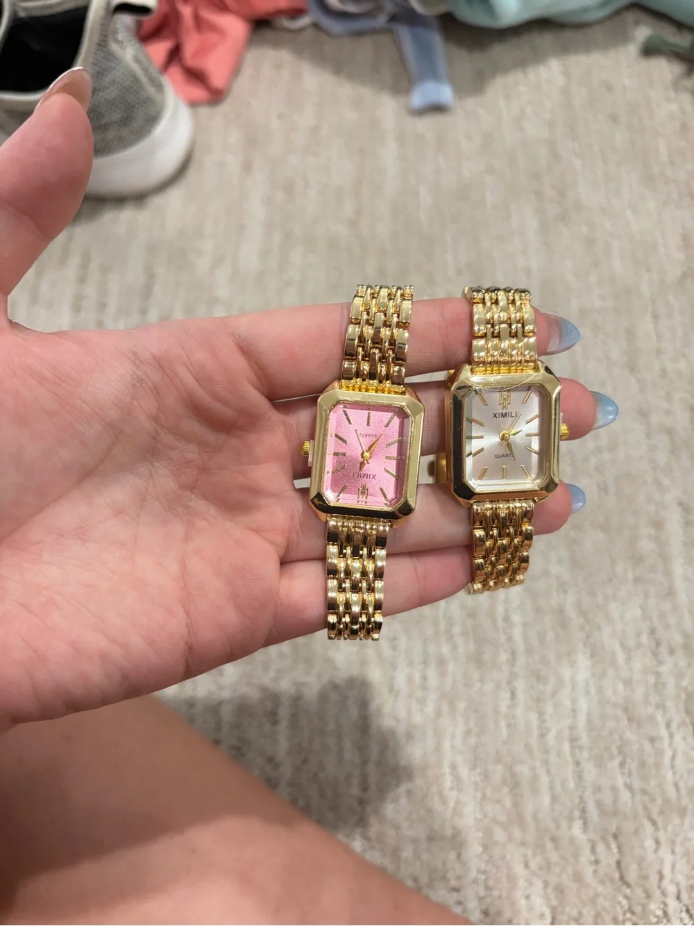 Gold-Tone Women's Bracelet Watch with Pink or White Dial